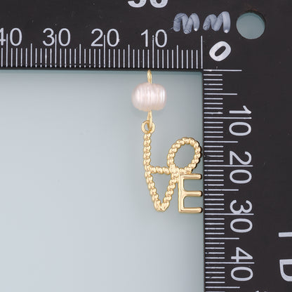 18K Gold Filled Pearl Love Pendant,Love Charm Bracelet Necklace for DIY Jewelry Making Supply