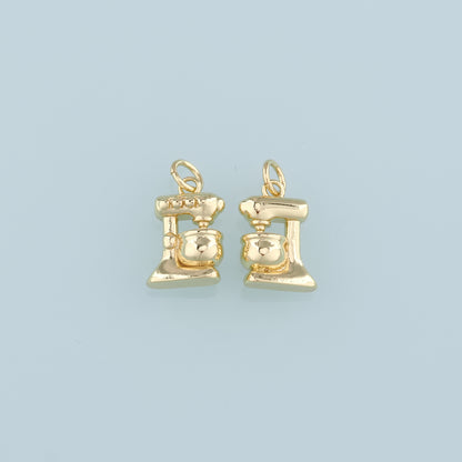 18K Gold Filled Coffee Machine Pendant,Coffee Machine Charm Bracelet Necklace for DIY Jewelry Making Supply