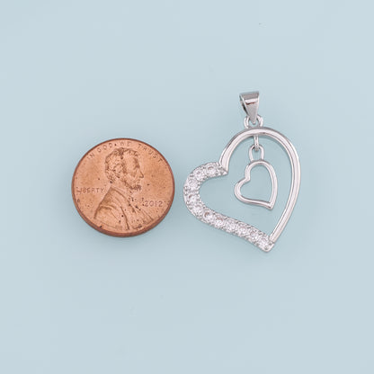 18K Gold Filled Heart Pendant,CZ Micro Pave Heart Charm Bracelet Necklace for DIY Jewelry Making Supply