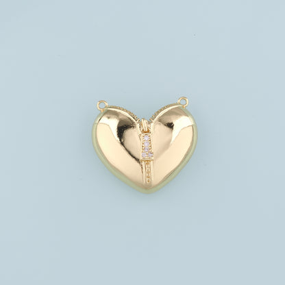 Gold Heart Connector,18K Gold Filled Heart Pendant,Heart Charm Bracelet Necklace for DIY Jewelry Making Supply