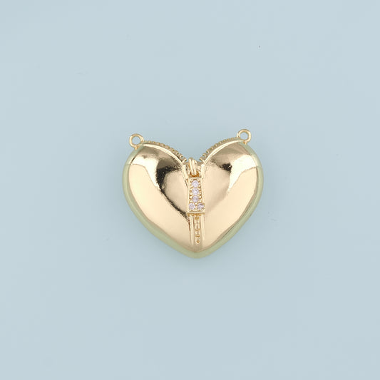Gold Heart Connector,18K Gold Filled Heart Pendant,Heart Charm Bracelet Necklace for DIY Jewelry Making Supply