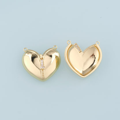 Gold Heart Connector,18K Gold Filled Heart Pendant,Heart Charm Bracelet Necklace for DIY Jewelry Making Supply