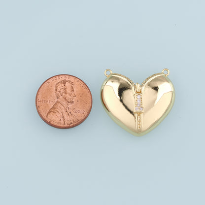 Gold Heart Connector,18K Gold Filled Heart Pendant,Heart Charm Bracelet Necklace for DIY Jewelry Making Supply
