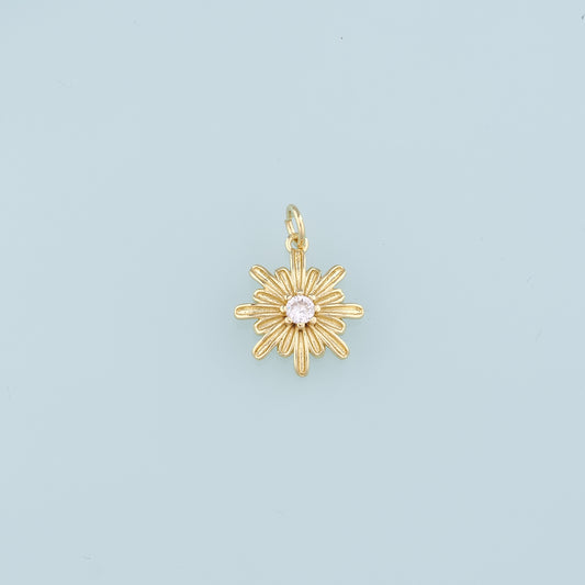 Gold Flower Charms,18K Gold Filled Flower Pendant,CZ Flower Charm Bracelet Necklace for DIY Jewelry Making Supply
