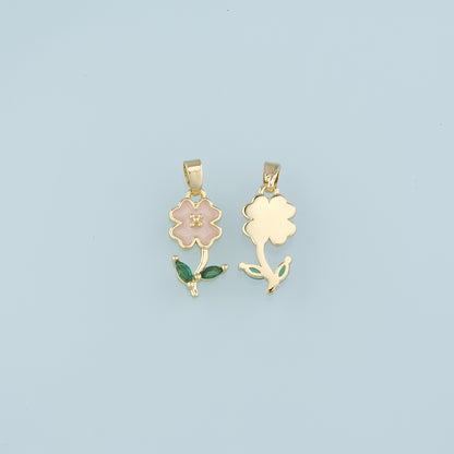 Gold Flower Charms,18K Gold Filled Flower Pendant,Enamel Flower Charm Bracelet Necklace for DIY Jewelry Making Supply
