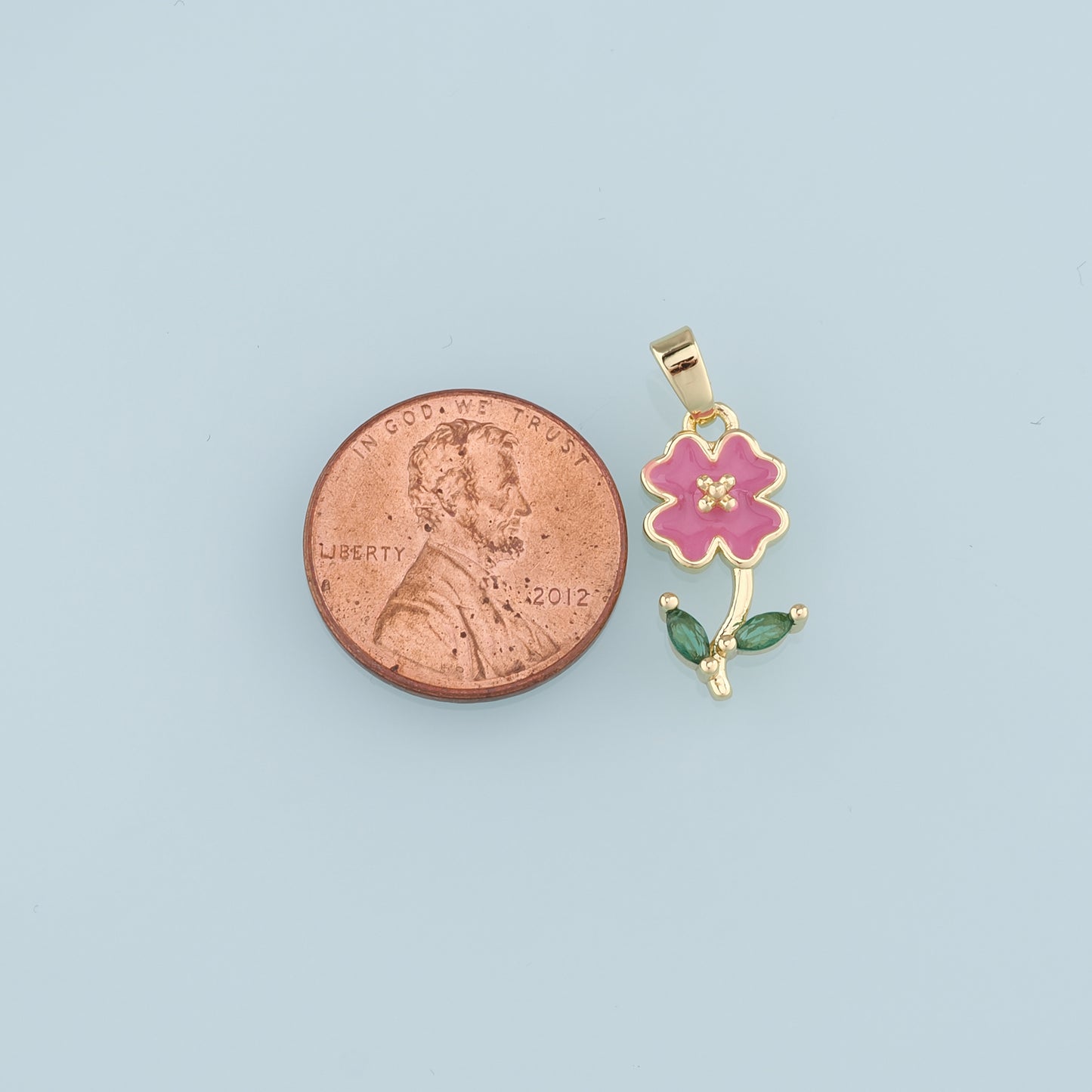 Gold Flower Charms,18K Gold Filled Flower Pendant,Enamel Flower Charm Bracelet Necklace for DIY Jewelry Making Supply