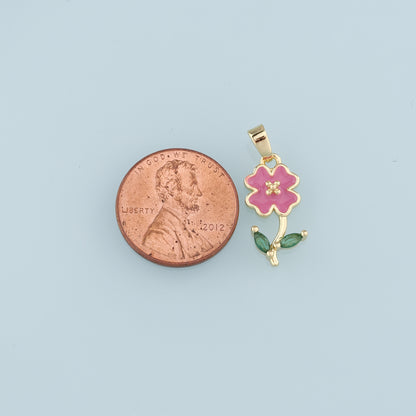 Gold Flower Charms,18K Gold Filled Flower Pendant,Enamel Flower Charm Bracelet Necklace for DIY Jewelry Making Supply