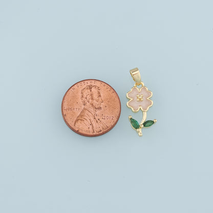 Gold Flower Charms,18K Gold Filled Flower Pendant,Enamel Flower Charm Bracelet Necklace for DIY Jewelry Making Supply