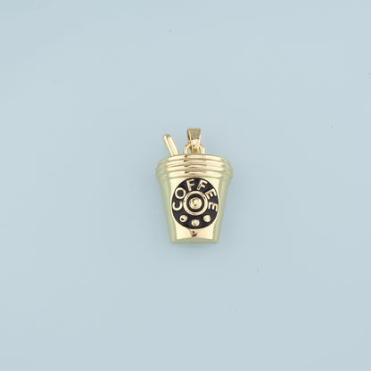 18K Gold Filled Coffee Cup Pendant,Enamel Cup Charm Bracelet Necklace for DIY Jewelry Making Supply