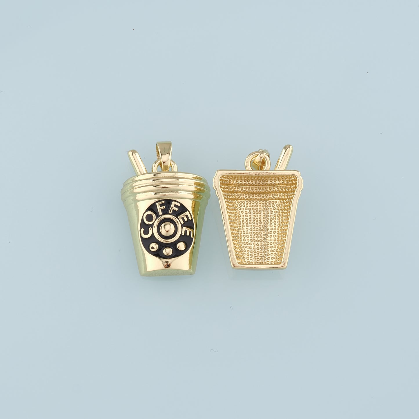 18K Gold Filled Coffee Cup Pendant,Enamel Cup Charm Bracelet Necklace for DIY Jewelry Making Supply