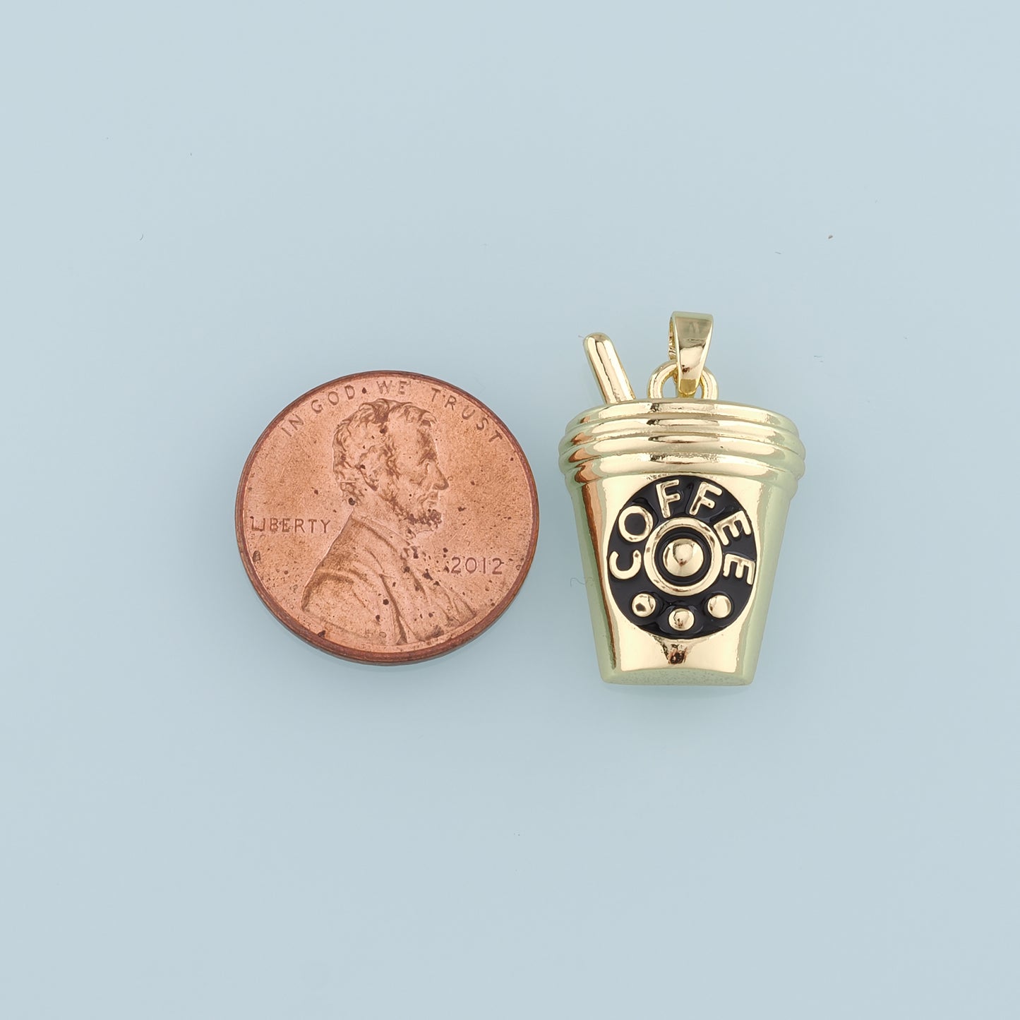 18K Gold Filled Coffee Cup Pendant,Enamel Cup Charm Bracelet Necklace for DIY Jewelry Making Supply