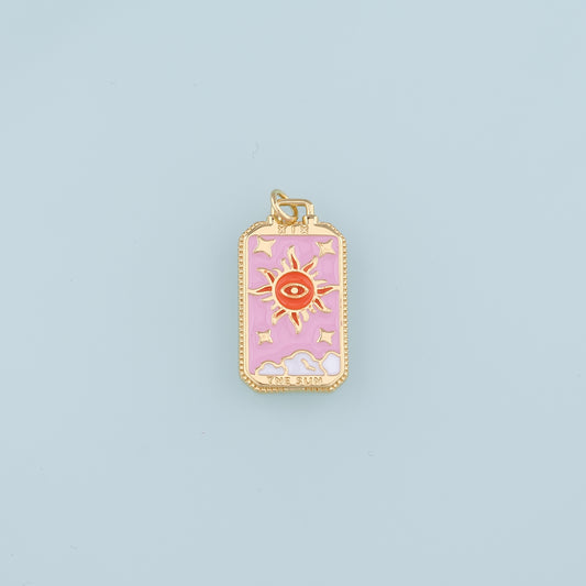18K Gold Filled Evil Eye Sun Pendant,Enamel Evil Eye Charm Bracelet Necklace for DIY Jewelry Making Supply