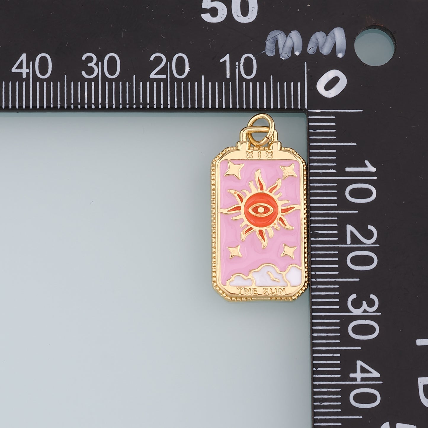 18K Gold Filled Evil Eye Sun Pendant,Enamel Evil Eye Charm Bracelet Necklace for DIY Jewelry Making Supply