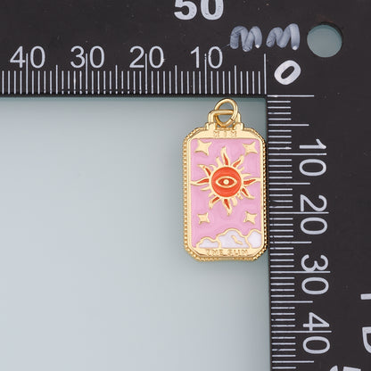 18K Gold Filled Evil Eye Sun Pendant,Enamel Evil Eye Charm Bracelet Necklace for DIY Jewelry Making Supply
