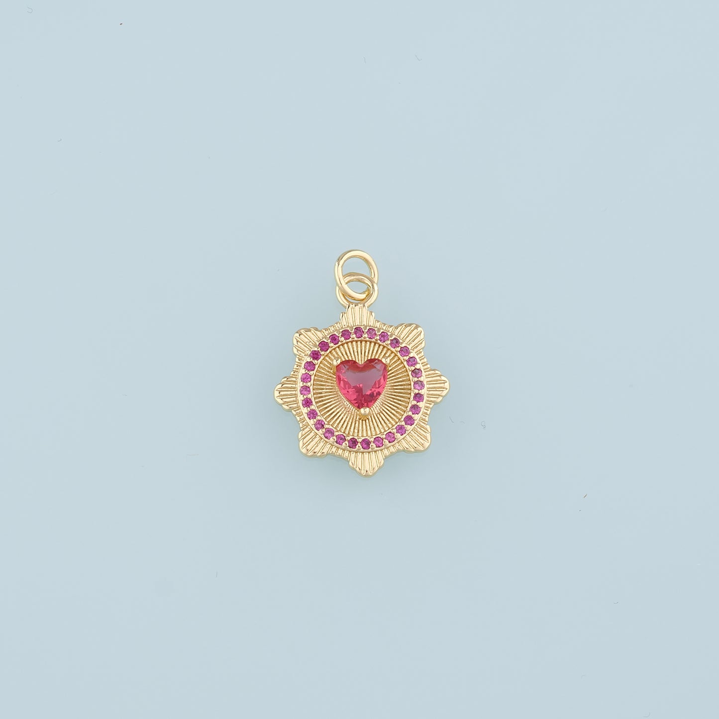 18K Gold Filled Heart Pendant,CZ Micro Pave Heart Charm Bracelet Necklace for DIY Jewelry Making Supply