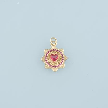 18K Gold Filled Heart Pendant,CZ Micro Pave Heart Charm Bracelet Necklace for DIY Jewelry Making Supply