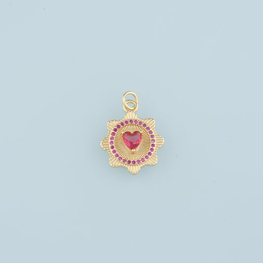 18K Gold Filled Heart Pendant,CZ Micro Pave Heart Charm Bracelet Necklace for DIY Jewelry Making Supply