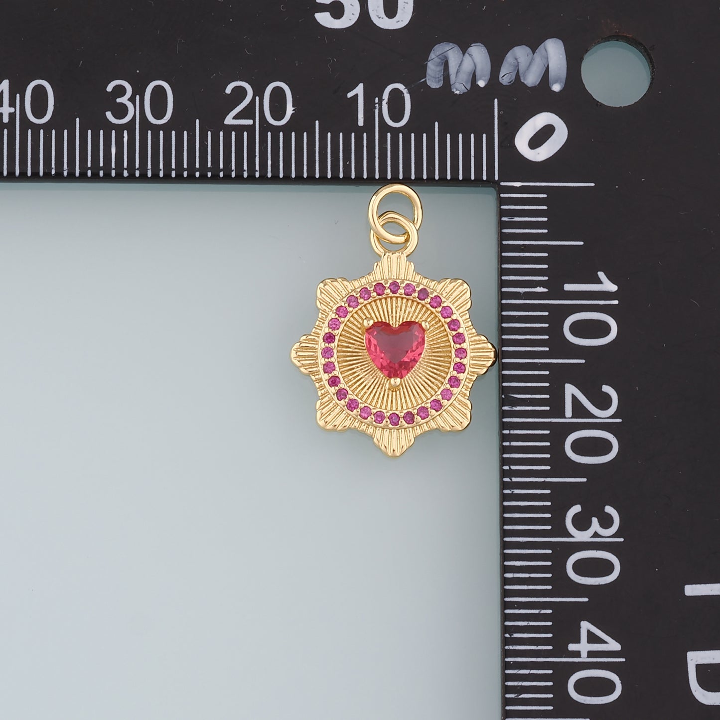 18K Gold Filled Heart Pendant,CZ Micro Pave Heart Charm Bracelet Necklace for DIY Jewelry Making Supply