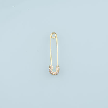 18K Gold Filled Paper Clip Pendant,CZ Micro Pave Paper Clip Charm Bracelet Necklace for DIY Jewelry Making Supply