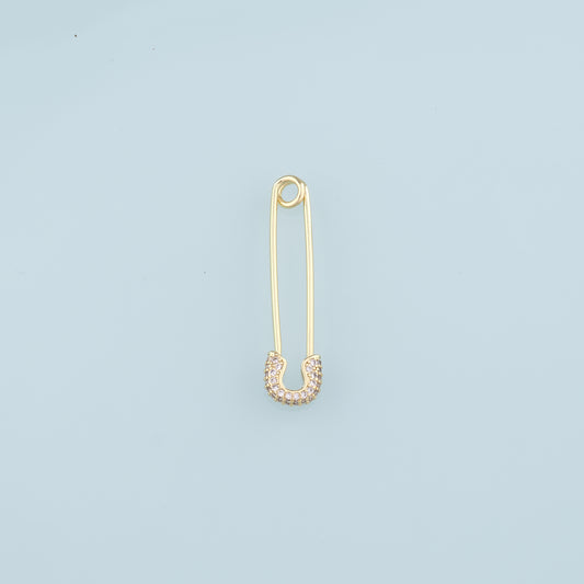 18K Gold Filled Paper Clip Pendant,CZ Micro Pave Paper Clip Charm Bracelet Necklace for DIY Jewelry Making Supply