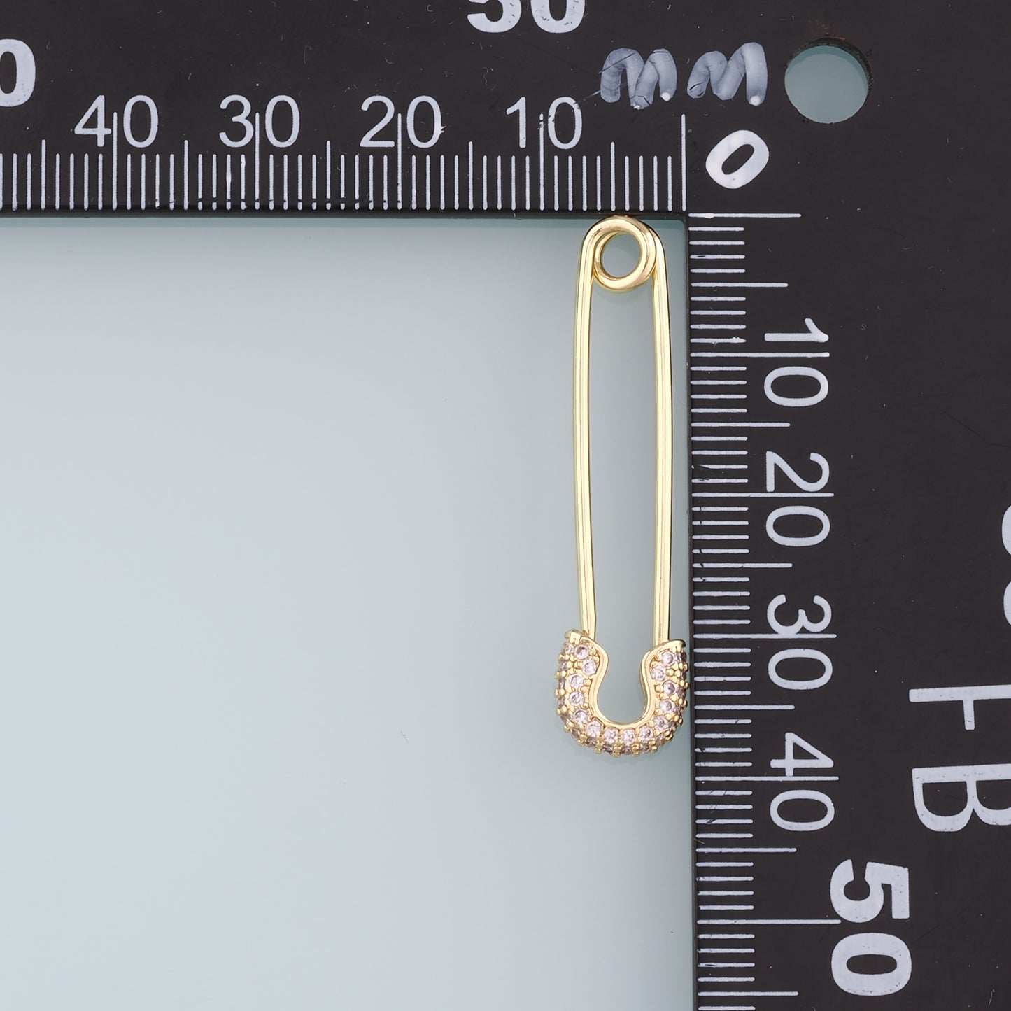 18K Gold Filled Paper Clip Pendant,CZ Micro Pave Paper Clip Charm Bracelet Necklace for DIY Jewelry Making Supply