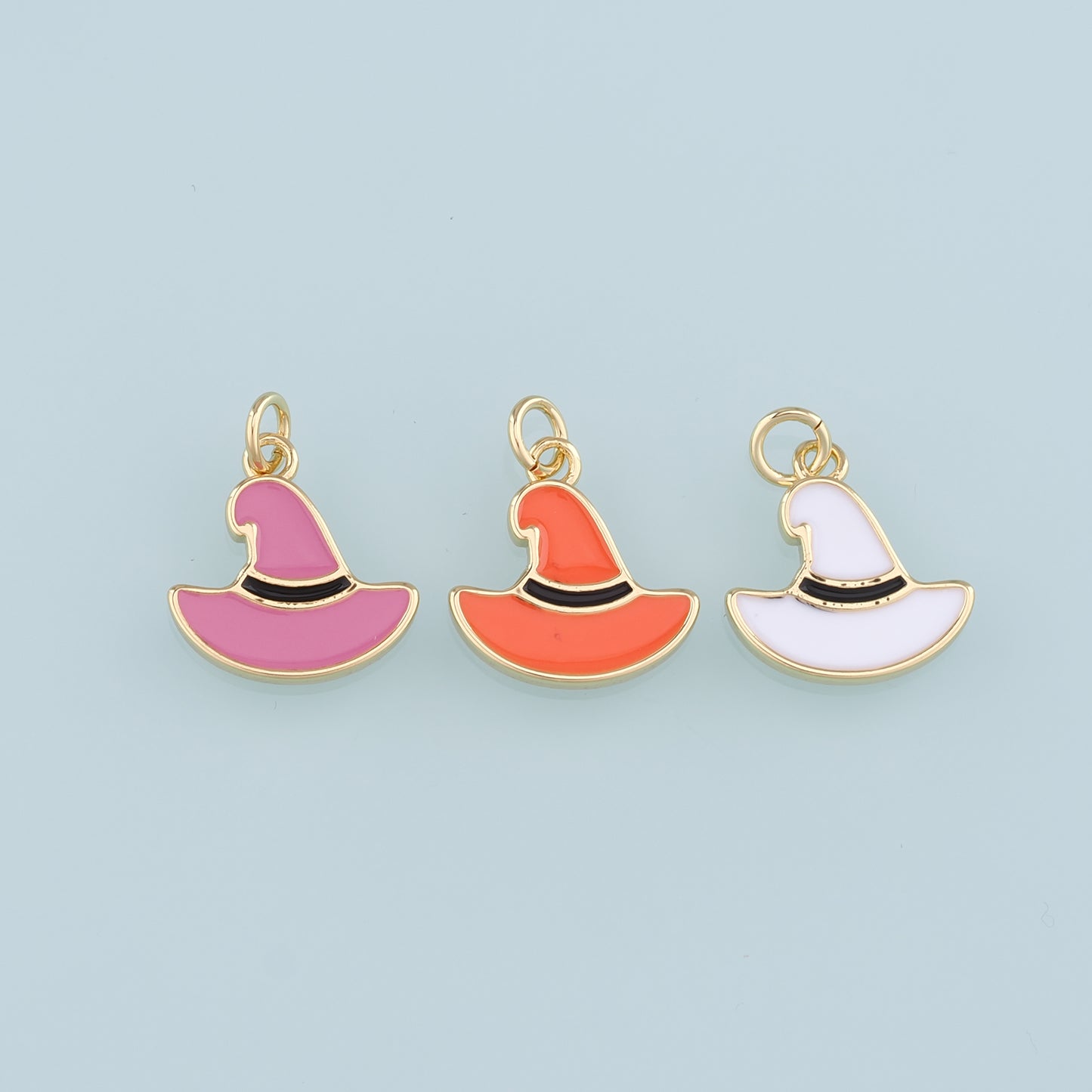 18K Gold Filled Magic Hat Pendant,Enamel Witch Hat Charm Bracelet Necklace for DIY Jewelry Making Supply