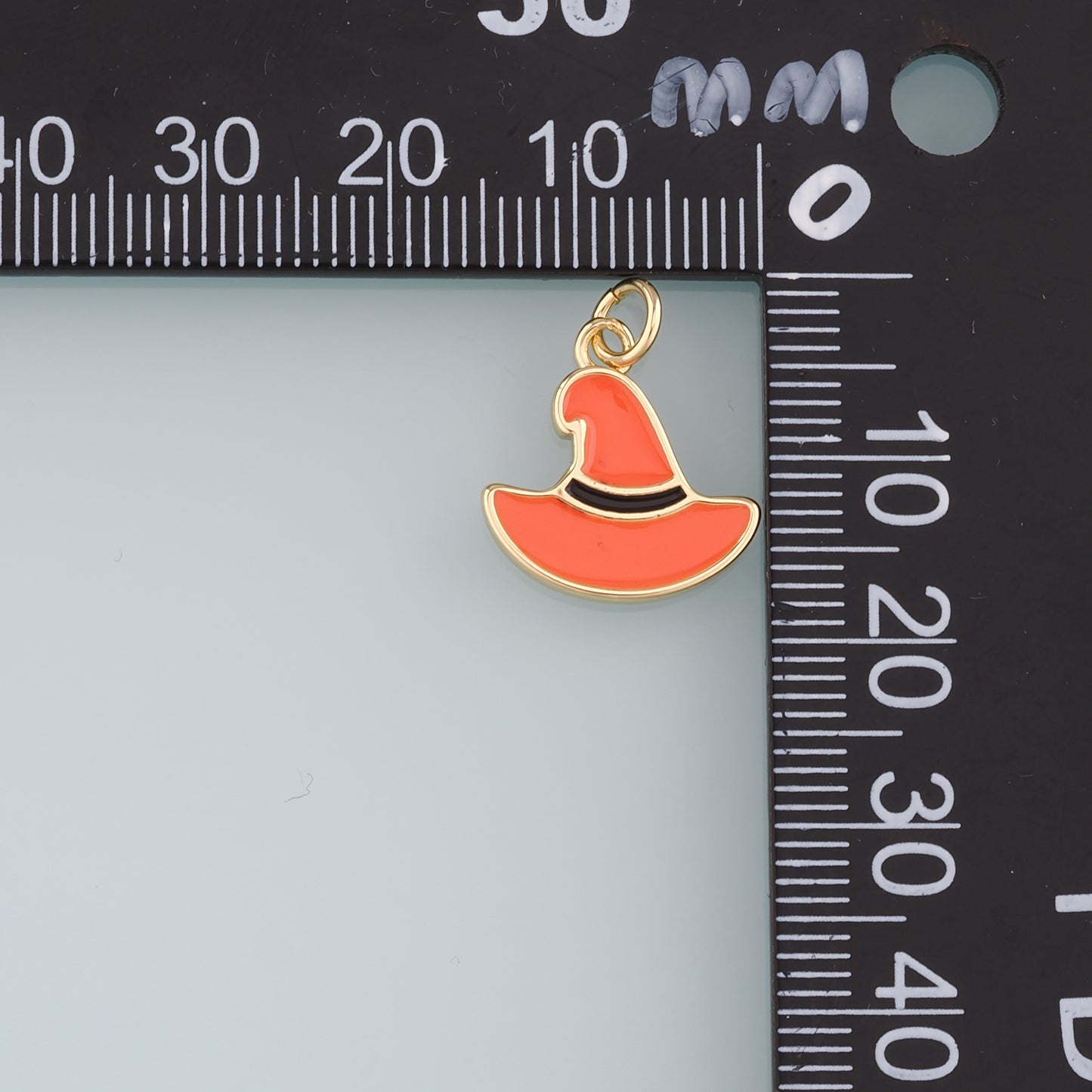 18K Gold Filled Magic Hat Pendant,Enamel Witch Hat Charm Bracelet Necklace for DIY Jewelry Making Supply