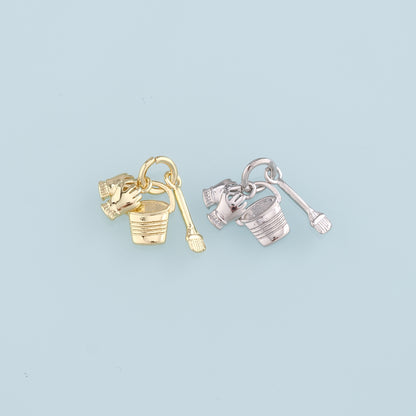 18K Gold Filled Bucket and spade Pendant,Gloves Charm Bracelet Necklace for DIY Jewelry Making Supply