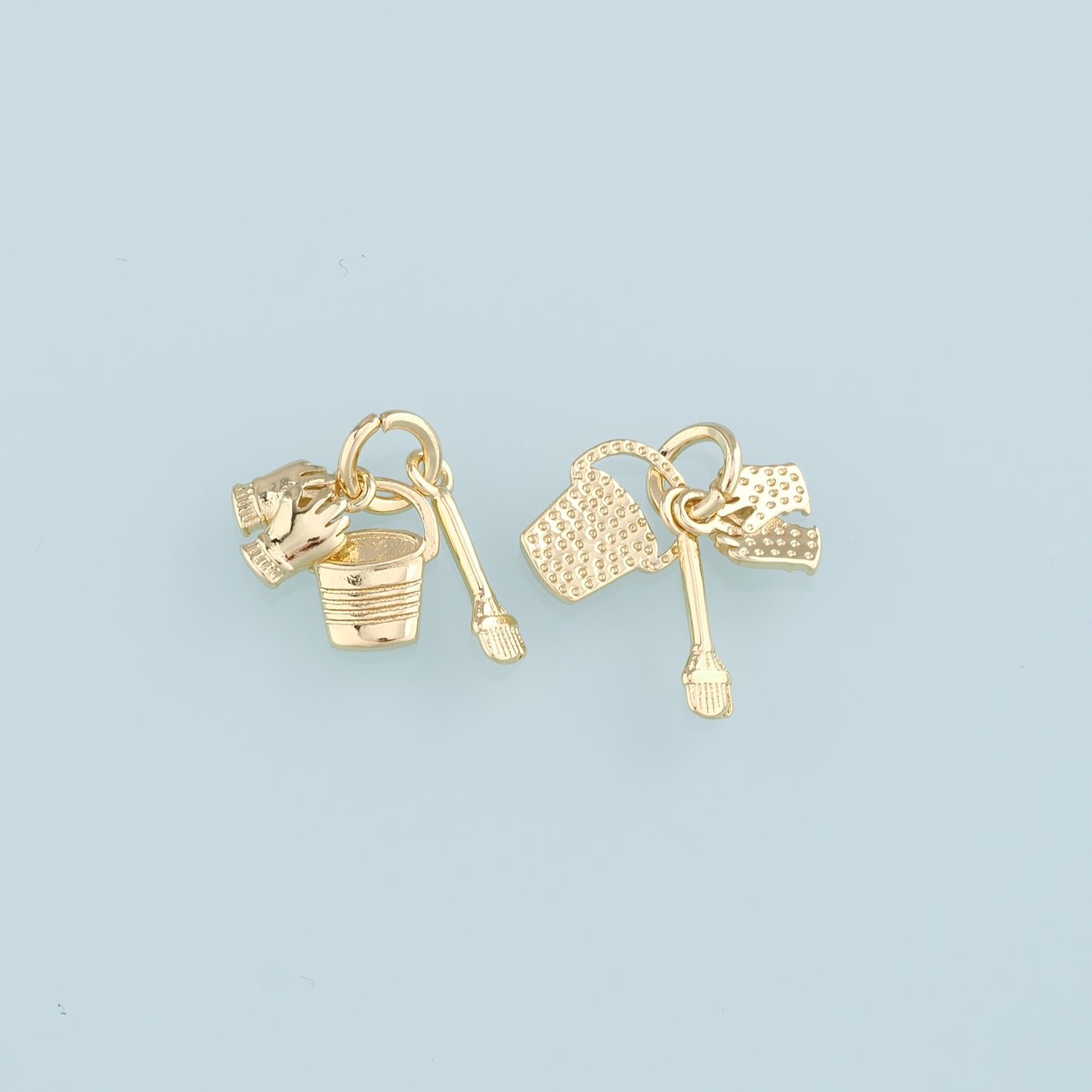 18K Gold Filled Bucket and spade Pendant,Gloves Charm Bracelet Necklace for DIY Jewelry Making Supply