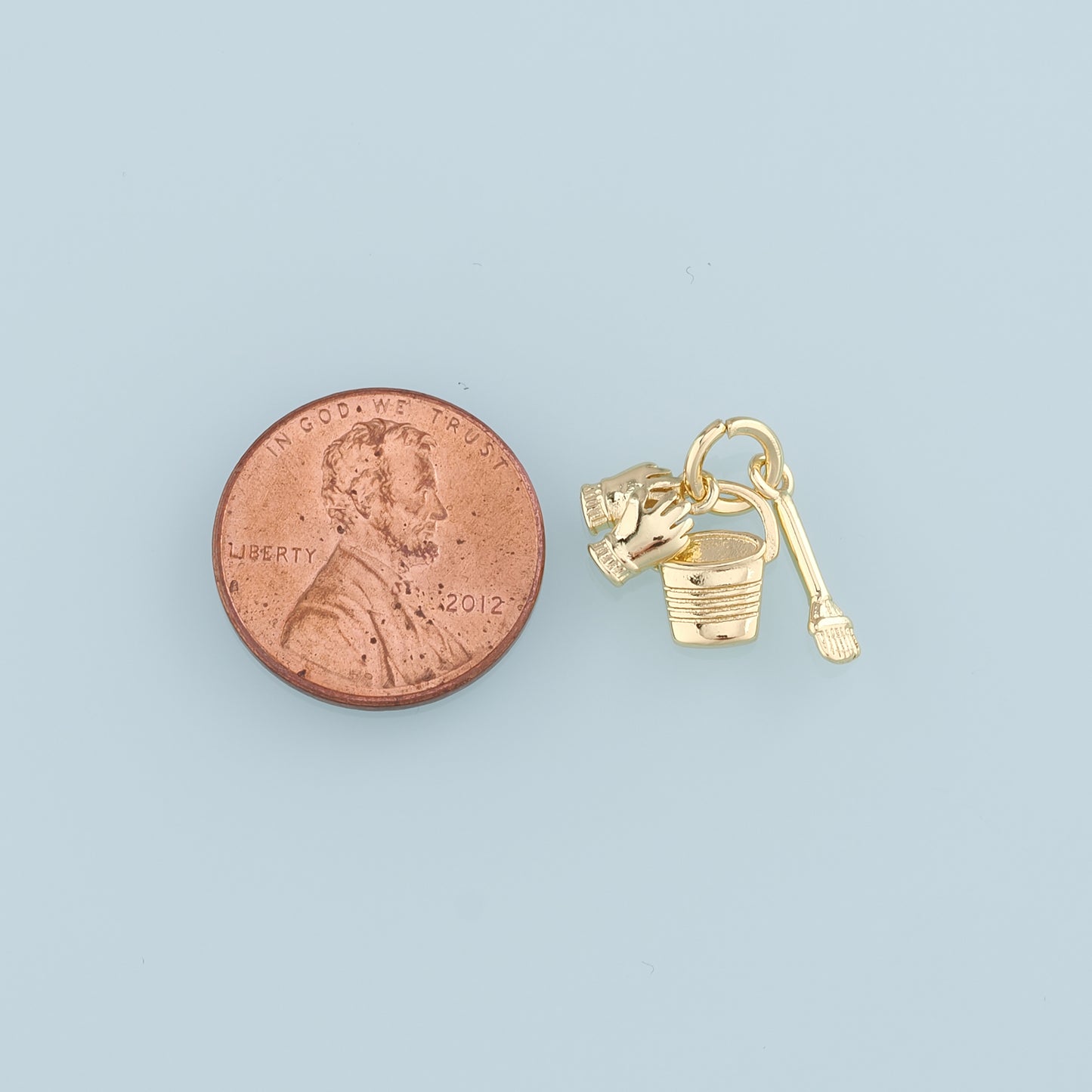 18K Gold Filled Bucket and spade Pendant,Gloves Charm Bracelet Necklace for DIY Jewelry Making Supply