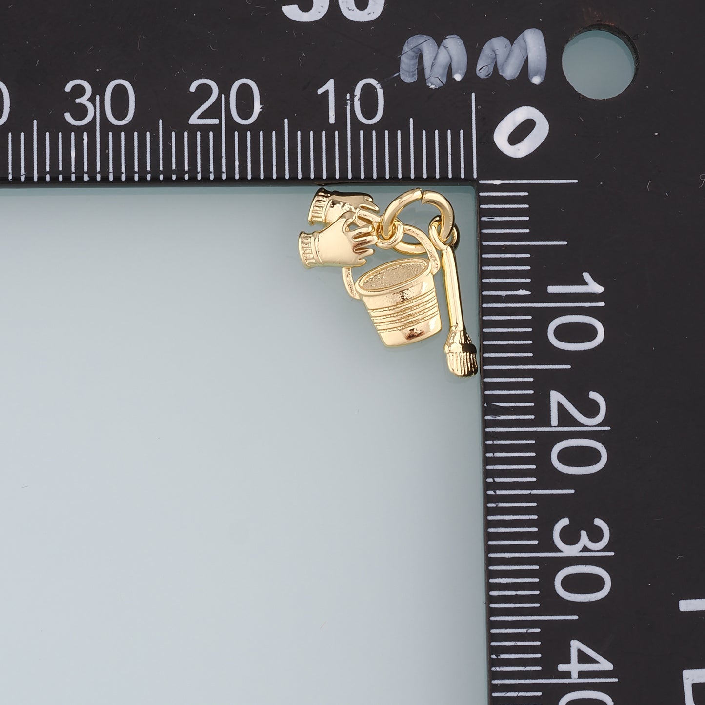18K Gold Filled Bucket and spade Pendant,Gloves Charm Bracelet Necklace for DIY Jewelry Making Supply