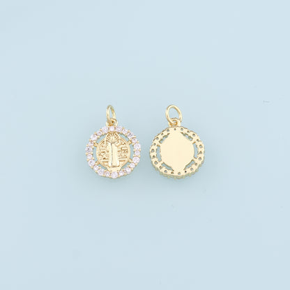 Gold Benedict Charm,18K Gold Filled Benedict Pendant,CZ Micro Pave Benedict Charm Bracelet Necklace for DIY Jewelry Making Supply