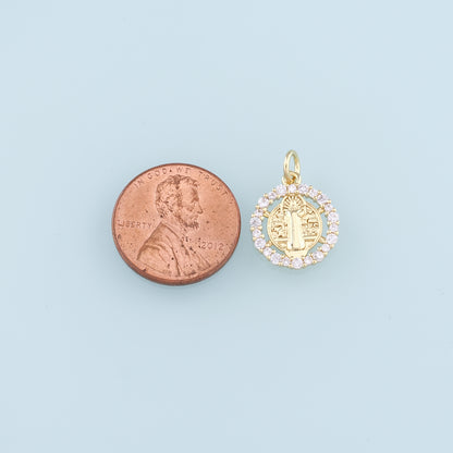 Gold Benedict Charm,18K Gold Filled Benedict Pendant,CZ Micro Pave Benedict Charm Bracelet Necklace for DIY Jewelry Making Supply