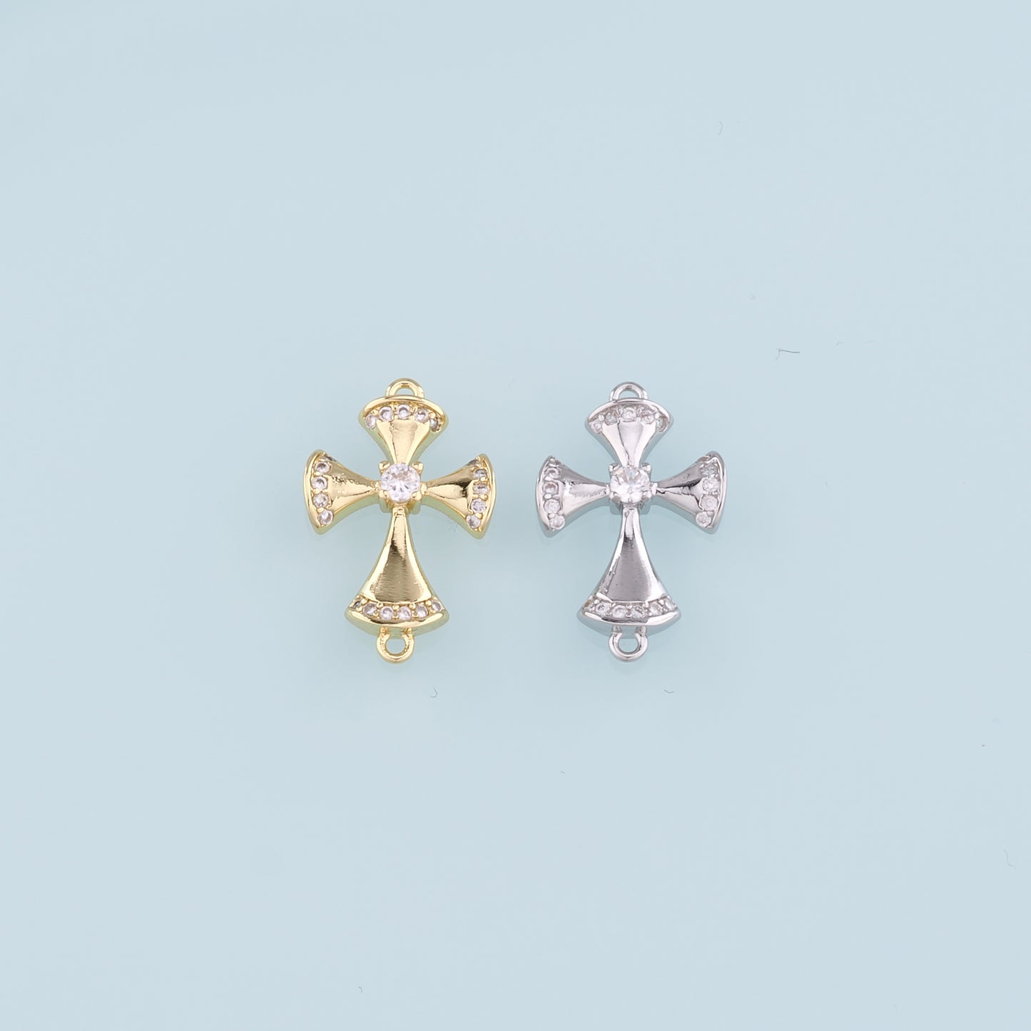 Gold Connector Charms,18K Gold Filled Cross Pendant,Religion Charm Bracelet Necklace for DIY Jewelry Making Supply