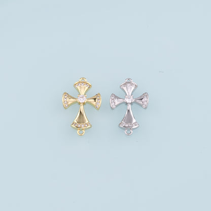 Gold Connector Charms,18K Gold Filled Cross Pendant,Religion Charm Bracelet Necklace for DIY Jewelry Making Supply