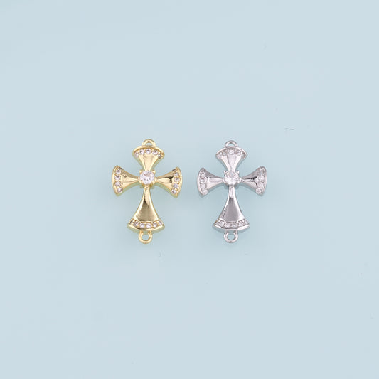 Gold Connector Charms,18K Gold Filled Cross Pendant,Religion Charm Bracelet Necklace for DIY Jewelry Making Supply
