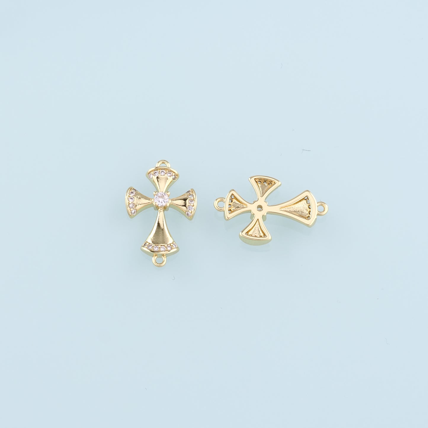 Gold Connector Charms,18K Gold Filled Cross Pendant,Religion Charm Bracelet Necklace for DIY Jewelry Making Supply