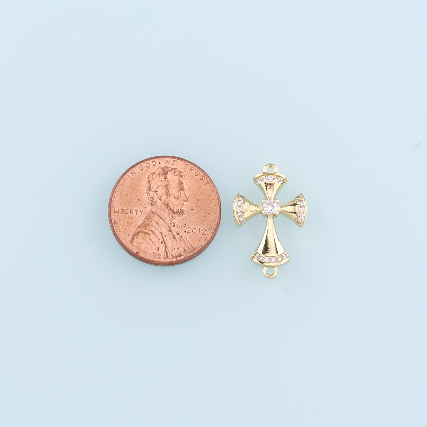 Gold Connector Charms,18K Gold Filled Cross Pendant,Religion Charm Bracelet Necklace for DIY Jewelry Making Supply