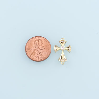 Gold Connector Charms,18K Gold Filled Cross Pendant,Religion Charm Bracelet Necklace for DIY Jewelry Making Supply