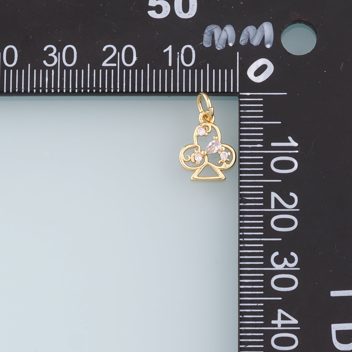 18K Gold Filled Poker Pendant,CZ Micro Pave Clubs Charm Bracelet Necklace for DIY Jewelry Making Supply