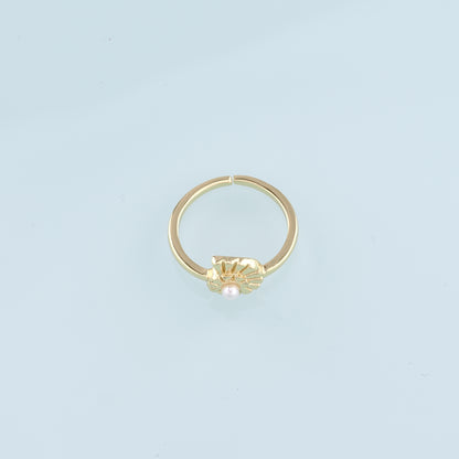 Gold Shell Ring,18K Gold Filled Pearl Conch Ring,Classic Little Shell jewelry