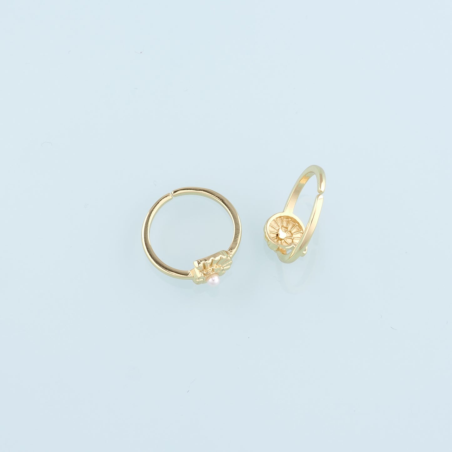Gold Shell Ring,18K Gold Filled Pearl Conch Ring,Classic Little Shell jewelry