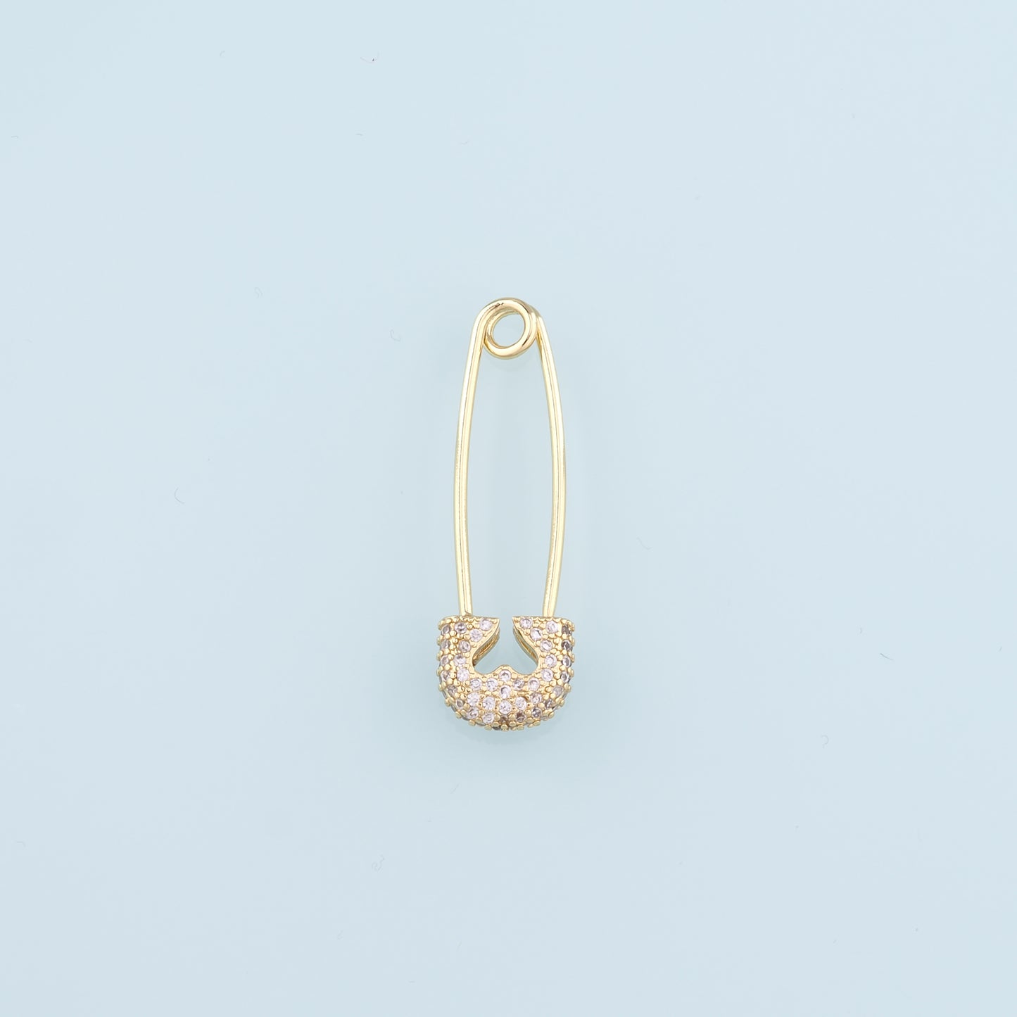 18K Gold Filled Paper Clip Pendant,CZ Micro Pave Paper Clip Charm Bracelet Necklace for DIY Jewelry Making Supply