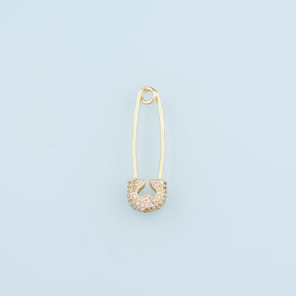 18K Gold Filled Paper Clip Pendant,CZ Micro Pave Paper Clip Charm Bracelet Necklace for DIY Jewelry Making Supply