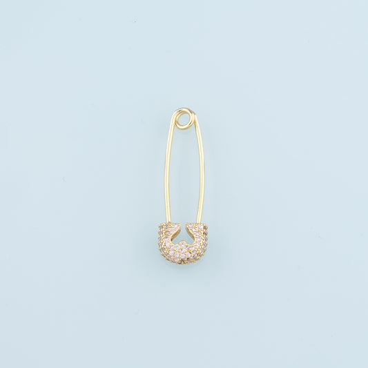 18K Gold Filled Paper Clip Pendant,CZ Micro Pave Paper Clip Charm Bracelet Necklace for DIY Jewelry Making Supply