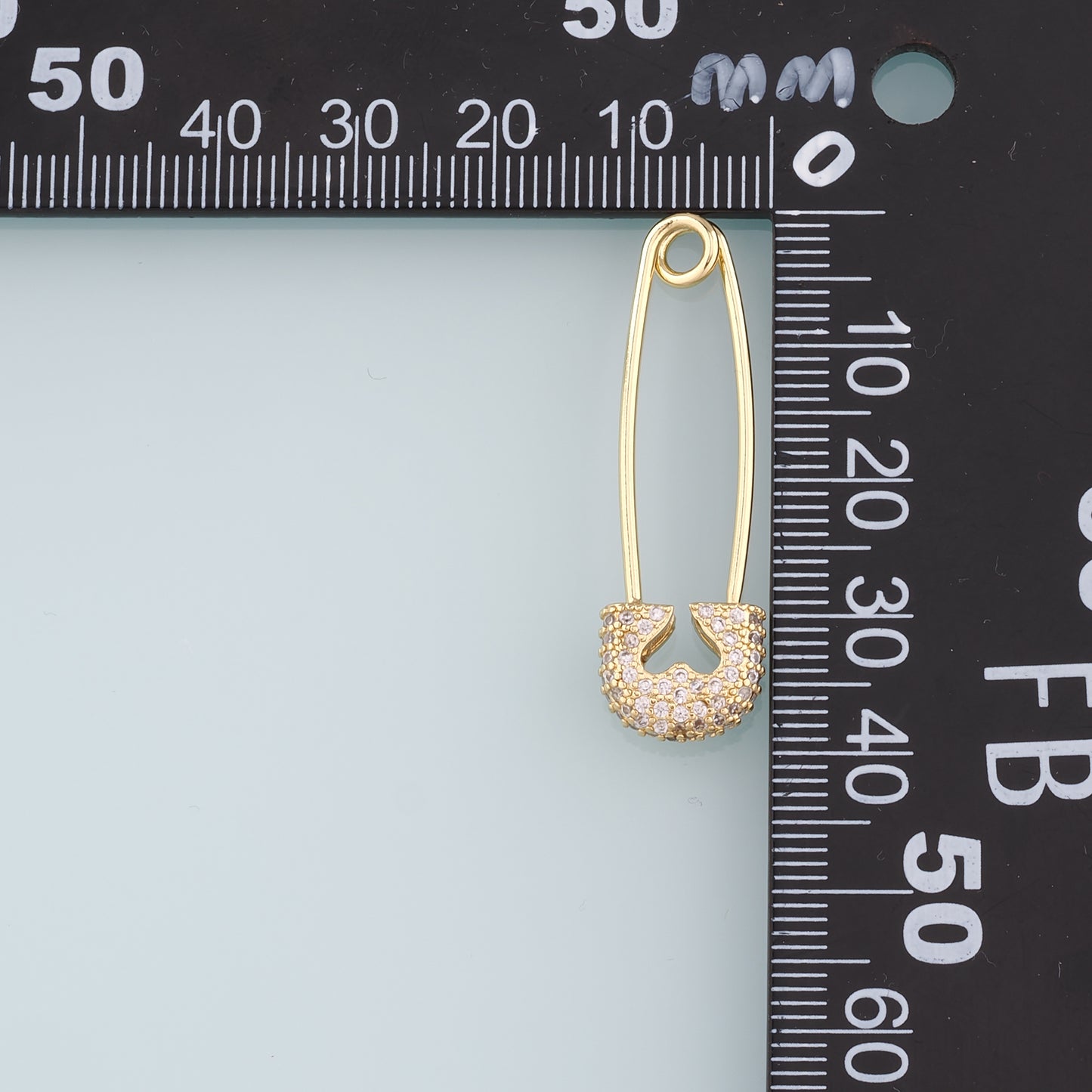 18K Gold Filled Paper Clip Pendant,CZ Micro Pave Paper Clip Charm Bracelet Necklace for DIY Jewelry Making Supply