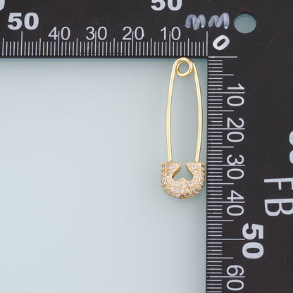 18K Gold Filled Paper Clip Pendant,CZ Micro Pave Paper Clip Charm Bracelet Necklace for DIY Jewelry Making Supply