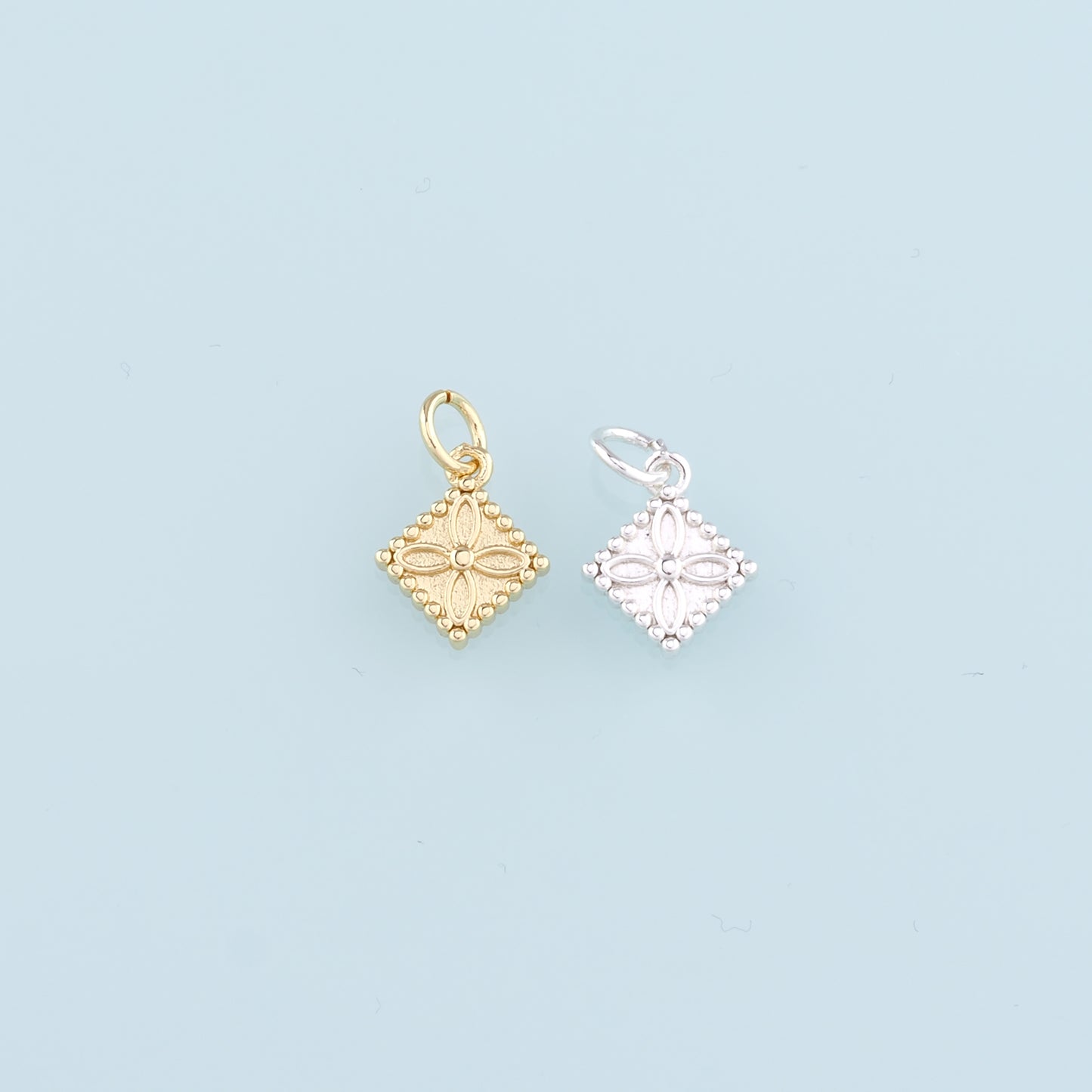18K Gold Filled Rhombus Pendant,Geometry Charm Bracelet Necklace for DIY Jewelry Making Supply