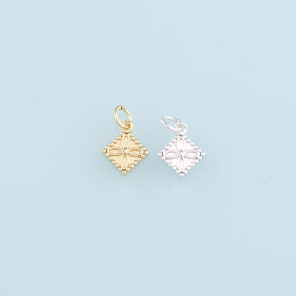 18K Gold Filled Rhombus Pendant,Geometry Charm Bracelet Necklace for DIY Jewelry Making Supply