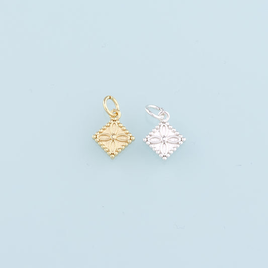 18K Gold Filled Rhombus Pendant,Geometry Charm Bracelet Necklace for DIY Jewelry Making Supply